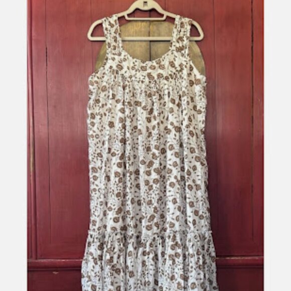 Daughters of India Floral Maxi Dress - Cream and Brown - Picture 3 of 8